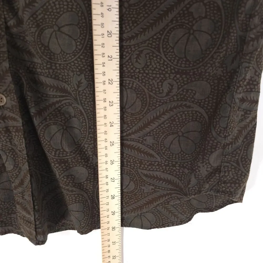 POLO RALPH‎ LAUREN Mens Paisley Camp Shirt LARGE Brown Button 100% Cotton